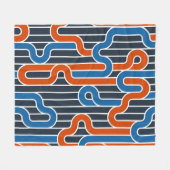 幾何学的なツイスト線ヴィンテージ フリースブランケット (正面(横))
