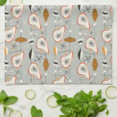 幾何学的なティール(緑がかった色)及び青いパターン キッチンタオル (折り畳み)