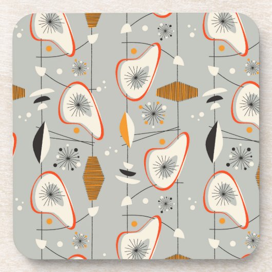 幾何学的なティール（緑がかった色）及び青いパターン コースター (正面)