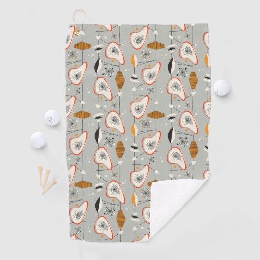 幾何学的なティール（緑がかった色）及び青いパターン ゴルフタオル (インサイチュ)