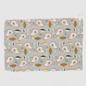 幾何学的なティール（緑がかった色）及び青いパターン ゴルフタオル (横)