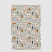 幾何学的なティール（緑がかった色）及び青いパターン ゴルフタオル (正面)