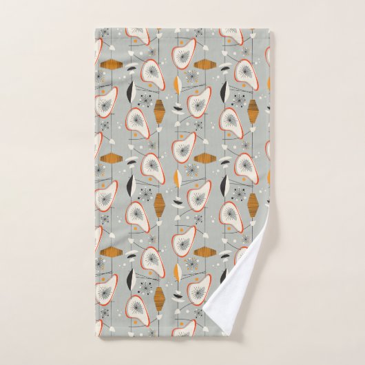 幾何学的なティール(緑がかった色)及び青いパターン バスタオルセット (ハンドタオル)