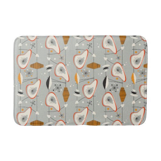 幾何学的なティール(緑がかった色)及び青いパターン バスマット (正面)