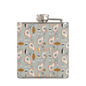 幾何学的なティール（緑がかった色）及び青いパターン フラスク (裏面)