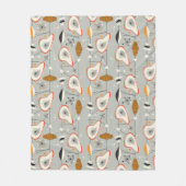 幾何学的なティール(緑がかった色)及び青いパターン フリースブランケット (正面)