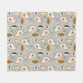 幾何学的なティール(緑がかった色)及び青いパターン フリースブランケット (正面(横))