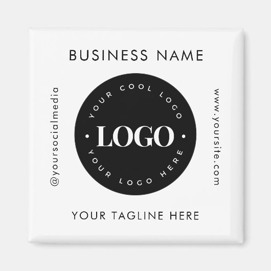 幾何学的なテキストカスタムビジネス会社ロゴ モダン マグネット (正面)