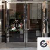 幾何学的なテラリウム ワインレッド 花 開店時間 ウィンドウサイン (オフィスドア)