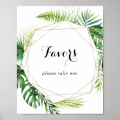 幾何学的なデザインのトロピカルグリーンのギフトサイン ポスター (正面)