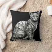幾何学的なデザインの猫のポリゴナルアート クッション (ブランケット)