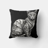 幾何学的なデザインの猫のポリゴナルアート クッション (裏面)