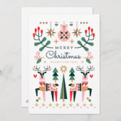 幾何学的なトナカイのクリスマス シーズンカード (正面/裏面)