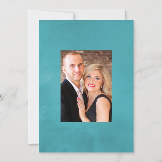 幾何学的なトロピカルオーキッドのウェディングフォト セーブザデート (裏面)