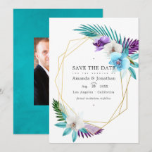 幾何学的なトロピカルオーキッドのウェディングフォト