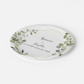 幾何学的なトロピカルグスペインのリ結婚ーンのケーキ ペーパープレート (アングル)