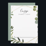 幾何学的なトロピカルグリーンの葉のスペイン風ウェディング アドバイスカード<br><div class="desc">この幾何学的なトロピカルグリーンの葉のスペインの結婚式のアドバイスカードは、モダンなウェディングに最適です。 デザインは、手描きの美しい緑の葉をあしらったゴールドの幾何学的なフレームを特徴としています。 これらのカードは、結婚式、ブライズシャワー、ベビーシャワー、卒業パーティーなどに最適です。 花嫁と花婿、両親、卒業生などの名前をカードにカスタマイズすることができます。</div>