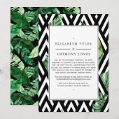 幾何学的なトロピカルジャングルのウェディングゲスト縮小発表 案内状 (正面/裏面)