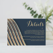 幾何学的なネイビーブルー ティール ゴールド グリッター 詳細 エンクロージャーカード (スタンド正面)