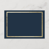 幾何学的なネイビーブルー ティール ゴールド グリッター 詳細 エンクロージャーカード (裏面)