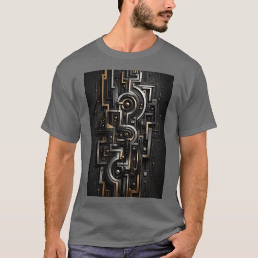 幾何学的なネクサス回路の驚くべきデザインTシャツ Tシャツ (正面)