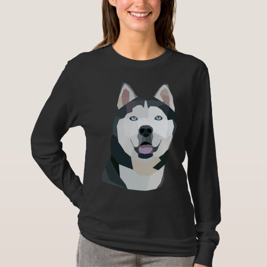 幾何学的なハスキー犬 Tシャツ (正面)