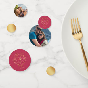 幾何学的なハートのバレンタインデーのブライダルシャワー コンフェッティ