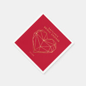 幾何学的なハートのバレンタインデーのブライダルシャワー スタンダードカクテルナプキン (角)