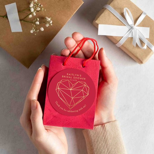 幾何学的なハートのバレンタインデーのブライダルシャワー ラウンドシール