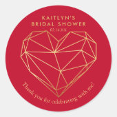 幾何学的なハートのバレンタインデーのブライダルシャワー ラウンドシール (正面)