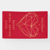 幾何学的なハートのバレンタインデーブライダルシャワー 横断幕 (横)