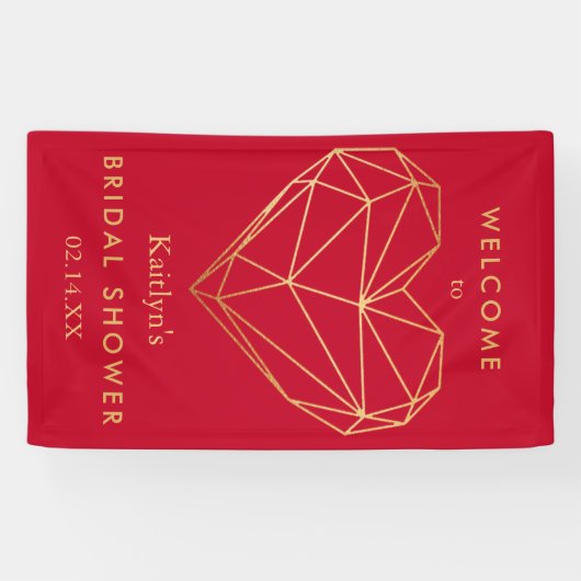 幾何学的なハートのバレンタインデーブライダルシャワー 横断幕 (横)