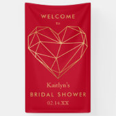 幾何学的なハートのバレンタインデーブライダルシャワー 横断幕 (縦)