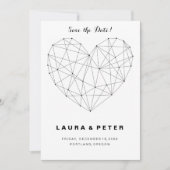 幾何学的なハートの保存日付カードのテンプレート セーブザデート (正面)