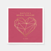 幾何学的なハート バレンタインデー ブライダルシャワー スタンダードカクテルナプキン (正面)