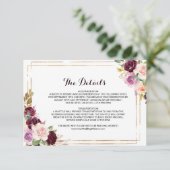 幾何学的なバーガンディーの結婚式 詳細挿入カード 招待状 (スタンド正面)