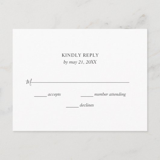 幾何学的なバーガンディーフラワーとユーカリの結婚式出欠確認カード インビテーションポストカード (裏面)