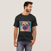 幾何学的なパグの肖像画 Tシャツ (正面フル)