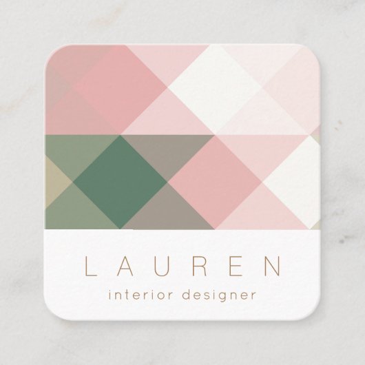 幾何学的なパステルカラーのモダンなミニマル名刺 スクエア名刺 (正面)