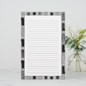 幾何学的なパターンが付いているアフリカ人のMudclothの織物 便箋 (スタンド正面)