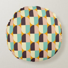 幾何学的なパターンが半円を重ねて出来ている ラウンドクッション