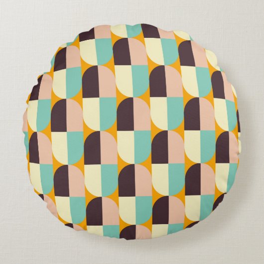 幾何学的なパターンが重なり合う半円 ラウンドクッション (正面)