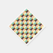 幾何学的なパターンに半円が重なり合う スタンダードカクテルナプキン (角)