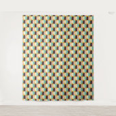 幾何学的なパターンに半円が重なり合う タペストリー (正面)