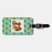 幾何学的なパターンのカスタムな写真のパイナップル ラゲッジタグ (正面横)