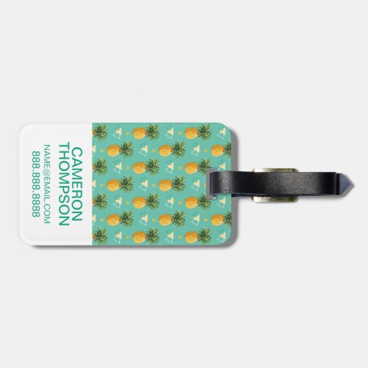 幾何学的なパターンのカスタムな写真のパイナップル ラゲッジタグ (裏面横)