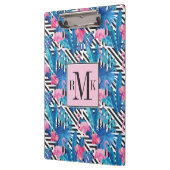 幾何学的なパターンのフラミンゴ及びやし クリップボード (左)