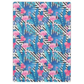 幾何学的なパターンのフラミンゴ及びやし クリップボード (裏面)