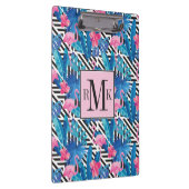 幾何学的なパターンのフラミンゴ及びやし クリップボード (右)