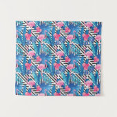 幾何学的なパターンのフラミンゴ及びやし タペストリー (正面(横))